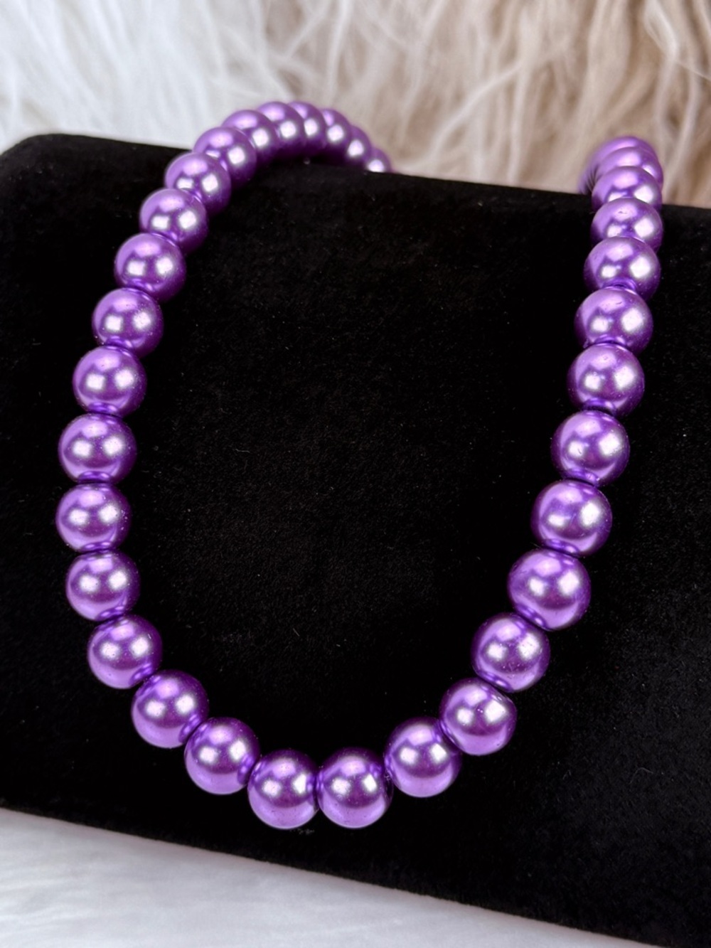 Purple Faux Pearl Beaded Necklace